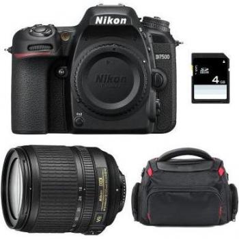Cámara Reflex Nikon D7500 20.9 MP con Objetivo AF-S DX 18-105mm f/3.5-5.6G ED VR, Bolsa y Tarjeta SD de 16GB