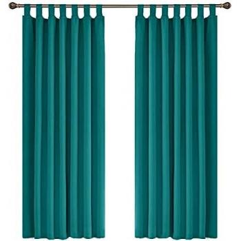 Amazon Brand - Umi Cortinas Opacas de Salon Habitacion Decorativa con Trabillas 2 Piezas 140x180cm Turquesa