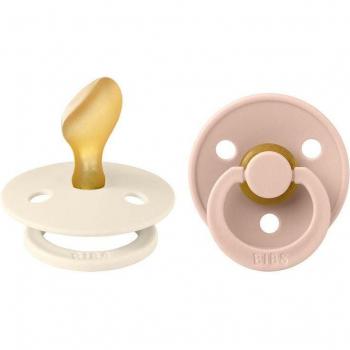 BIBS Colour Pack de 2 Chupetes Anatómicos de Látex Natural Talla 1 (0-6 meses) Ivory/Blush