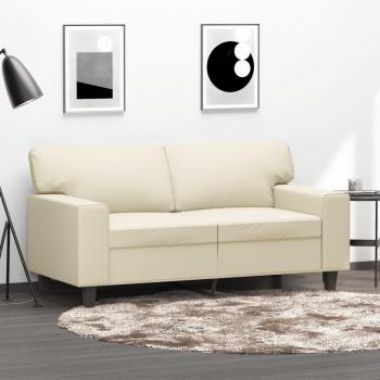 Sofá de 2 plazas en cuero sintético color crema 120 cm Vidaxl