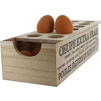 Huevera Bistro de Madera para 12 Huevos - Beige, 31.5 x 11 cm