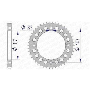 AFAM Corona de aluminio anodizado duro ultraligero 13108 - 428 - Rueda dentada para cadena AFAM 13108-46