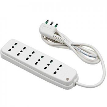 Multipresa Fanton 6 Tomas Bipasso con Cable Blanco 1,5m, Spina Angolada, 3500W, MADE IN ITALY