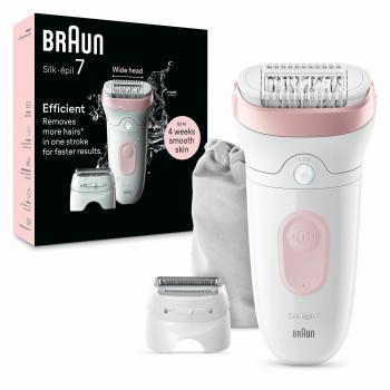 Braun Silk-épil SE 7-030 - Depiladora eléctrica con tecnología de pinzas, color rosa y blanco