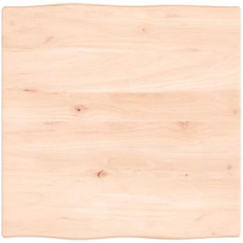 Tabla de mesa de madera maciza de roble con borde natural, 60x60x2 cm, color marrón