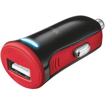 Trust 20740 - Cargador USB de móvil para el coche, salida de 5W/1A, rojo y negro