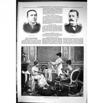 Impresión Antigua de Divertirse las Noticias Dramáticas Stewart 1885 Dawson Arturo Lyle Weddi...