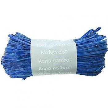 Ovillo de rafia natural, 50 g, 75 hebras de 1 m, color azul Francia