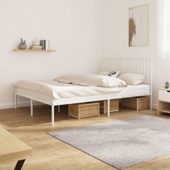 Cama de metal blanca con cabecero 140x190 cm