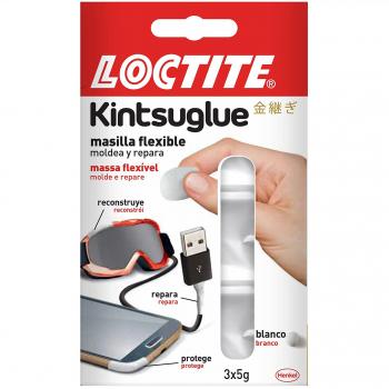 Loctite Kintsuglue, masilla flexible blanca para reparar, reconstruir y proteger objetos, masilla adhesiva moldeable, adhesivo impermeable y removible, 3 x 5 g