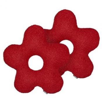 Conjunto de 2 cojines decorativos rojos 40 x 40 cm en tela afelpada con forma de flor y relleno suave