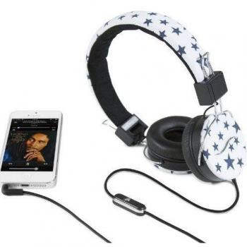 hi-Fun hi-Deejay Cuffie audio con rivestimento in tessuto colore White Blue Star