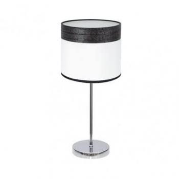 Lámpara de Mesa Moderna Cloe 1xe14 Cromo/Blanco-Madera Negra 42x18x18 cm