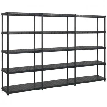 Estantería de almacenaje 5 niveles plástico negro 274,5x45,7x185cm