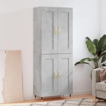 Aparador alto de madera contrachapada gris hormigón 69,5x34x180 cm