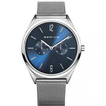 Bering Ultra Slim Silver Stainless Steel Watch with Blue Dial 17140-007
