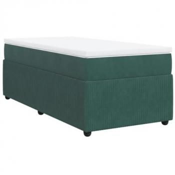 Cama box spring con colchón terciopelo verde oscuro 90x190 cm