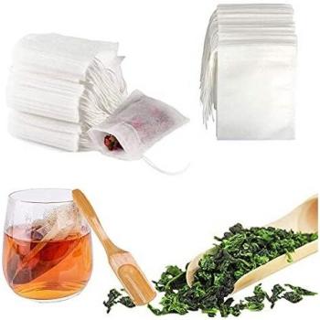 Bolsa de té Cordón,CHENKEE 400 pcs Bolsas de Filtro de Té Desechables Blanco Tela No Tejida Ecológica Colador Tela Malla Filtro para infusor de té bolsas de té Sueltas Especias