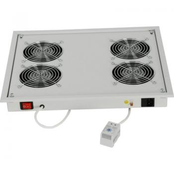 Panel de Ventilación Rack 19 Triton con 4 Ventiladores y Termostato, Color Gris Claro, 2U