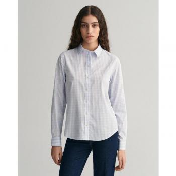 Camisa Regular Fit de popelina a cuadros Vichy azul para mujer