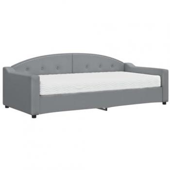 Sofá cama con colchón de tela gris claro 90x200 cm