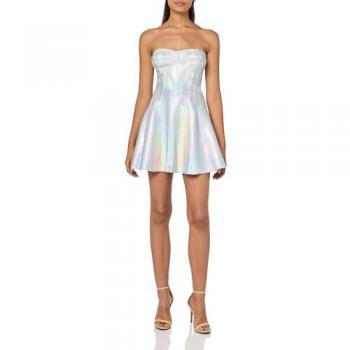 Norma Kamali Women's Strapless Hologram Mini Dress - White, Size XS