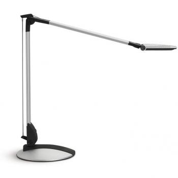 Lámpara de escritorio LED MAULoptimus, plata, regulable en intensidad, 126 LEDs, soporte
