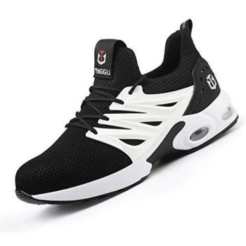 Zapatos de Seguridad Hombre Mujer Ligero Calzado Trabajo Zapatillas con Punta Acero Industriales Transpirable Seguridad Cómodas Antideslizante Anti Aplastamiento White44