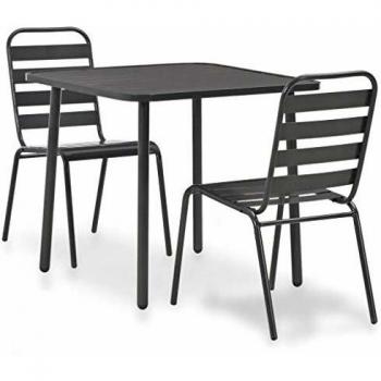3 Piece Dark Grey Steel Bistro Set