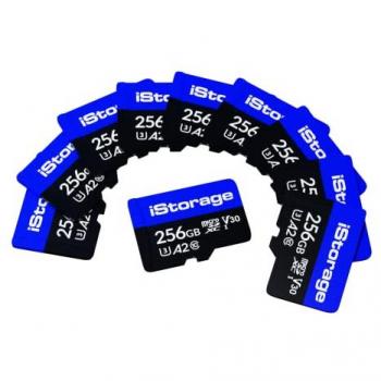 iStorage 256GB MicroSDXC UHS-III Class 10 Memory Card - Data Encryption Ready (10-Pack)