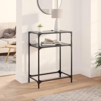 Mesa consola de vidrio negro y acero 60x35x81 cm
