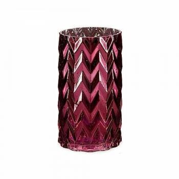 Jarrón Tallado Espiga Rosa Cristal 11,3 x 19,5 x 11,3 cm (6 Unidades)