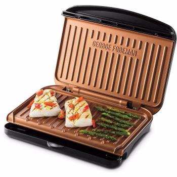 Parrilla George Foreman Fit Copper Medium con revestimiento antiadherente y bandeja para goteo