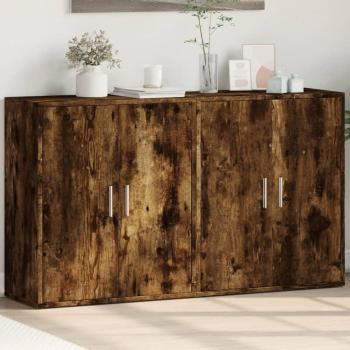Aparador de madera de ingeniería 2 piezas roble ahumado 60x31x70 cm multicapa Vidaxl Marrón