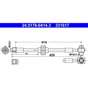 Tubo de freno ATE 24.5176-0414.3, Latiguillo de freno ATE 24.5176-0414.3
