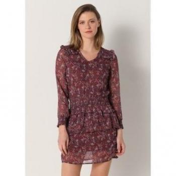 Vestido corto con estampado floral burdeos de Lois Jeans