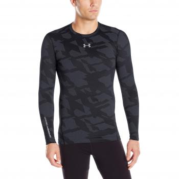 Under Armour UA CG Armour Jacquard Crew Camiseta de Manga Larga, Hombre, Negro, M