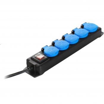 Regleta de 5 Tomas IP44 con Interruptor, 4.5m H07RN-F 3G1,5 para Exterior