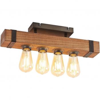 Lámpara de techo 'Sverina' (Tradicional) en Marrón hecho de Madera e.o. para Salón & Comedor (4 llamas, E27) de Lindby