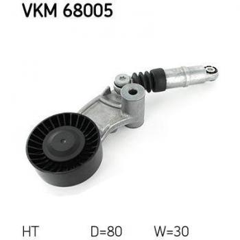 Tensor de correa trapezoidal SKF VKM 68005, polea tensora para correa de distribución, incluye características como rodamiento integrado, material duradero, diseño optimizado para reducir el ruido y la fricción, adecuado para una