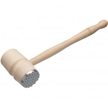 KitchenCraft Martillo para Ablandar Carne, Doble Cabezal para Ablandar y Aplastar, Mango de Madera y Cabezal Metálico, 31 cm - Color Madera