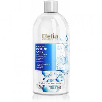 Delia Moisturising Micellar Water with Hyaluronic Acid, Anti-Ageing Facial Cleanser, Sensitive Skin Face Make-Up Remover 500ml
