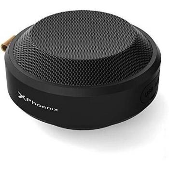PHNX - Altavoz Impermeable, Speaker Portátil, Conexión Bluetooth 5.0, Auxiliar-In y Opción de TWS, Batería de 5 Hrs, Potencia 5W, Color Negro.
