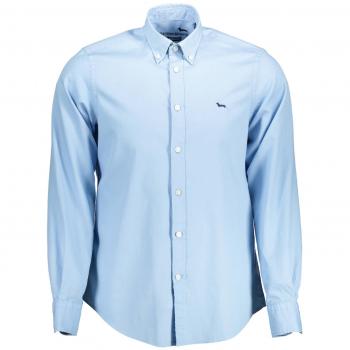 Elegant Light Blue Cotton Shirt with Contrast Detail - XXL