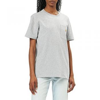 Camiseta de Manga Corta Carhartt Workwear Pocket Original Fit para Mujeres, Ajuste Holgado, Tejido Grueso, Color Gris, Talla XS