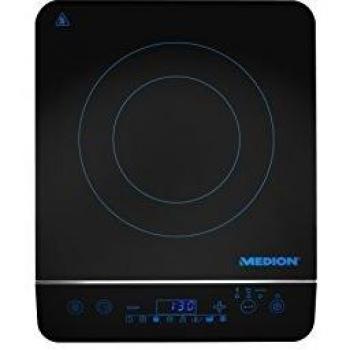 Medion MD 17595 - Cocina eléctrica de inducción, vidrio de negro de cristal, 2000 W, 240 grades, 8 programas de cocción automáticos, color negro