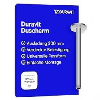 Brazo de ducha universal Duravit 300 mm para montaje en techo, cromo