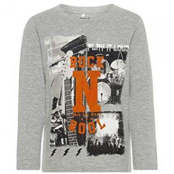 NAME IT Camiseta Manga Larga NIÑO OLBAN - 98, Grey Melange