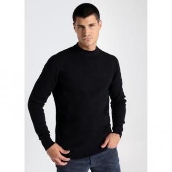 Jersey de cuello perkins negro para hombre Lois