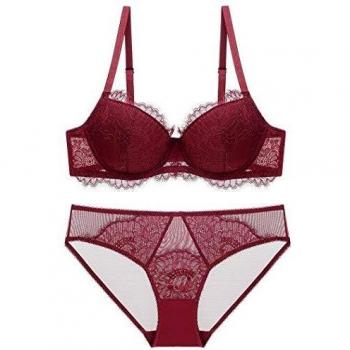 SHEKINI Ropa Íntima de Mujer Sujetador Push up Sin Relleno Correa Ajustable Sexy Sujetador de Lencería Caliente Conjunto de Sujetador y Bragas de Mujer con Aros
